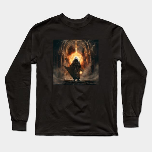 Wizard Fireball AI Long Sleeve T-Shirt by Ikonno